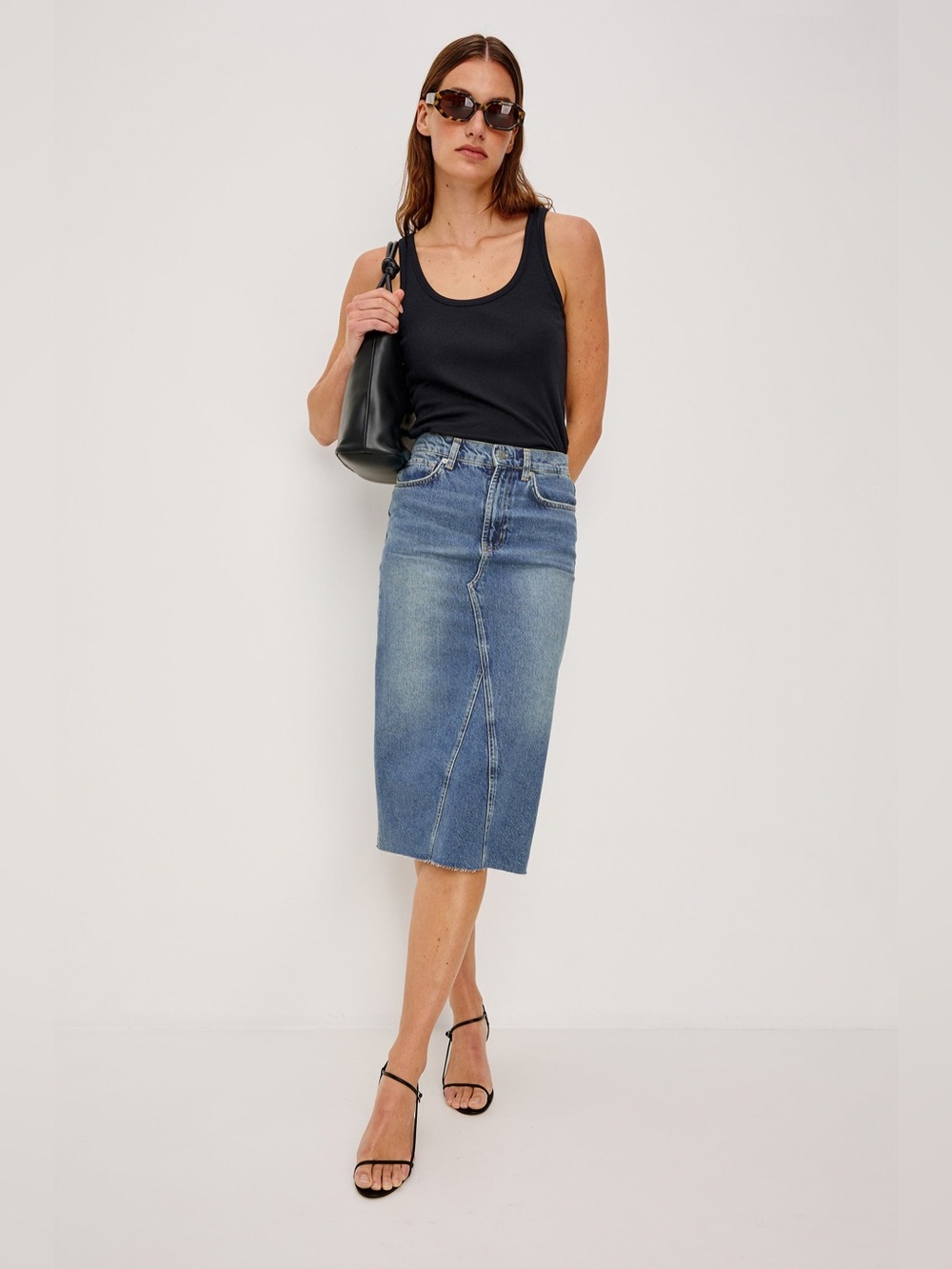 Rails Highland Skirt Midi Denim Skirt In Vintage Sapphire Blue Size 31